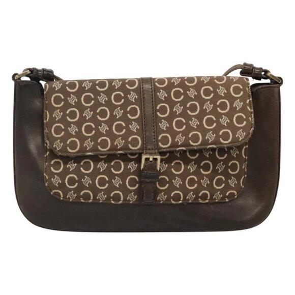 CELINE C Macadam Canvas Shoulder Bag Brown Gold - Picture 2 of 16